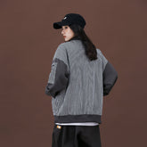 Unisex Jacket Retro Baseball Uniform Jacket Men's and Women's Loose Embroidered Striped Jacket